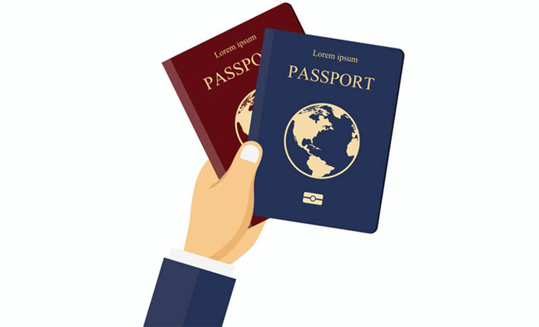 User holding two passports or mailing documents to a consulate